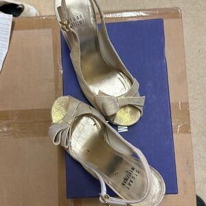 Gold dress heels with platform